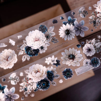 Old Colored Flower Mark Die-Cutting Washi Tape - Whole Roll 5.5cm×5m