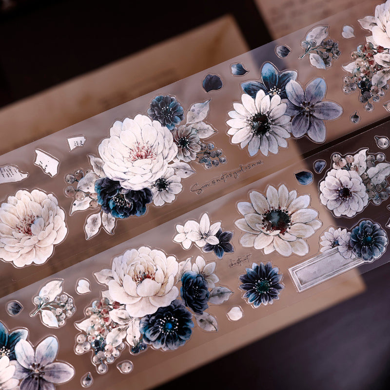 Whole Roll 5.5cm*5m Old Colored Flower Mark Die Cutting Washi/PET/Shell Light Washi/PET Tape