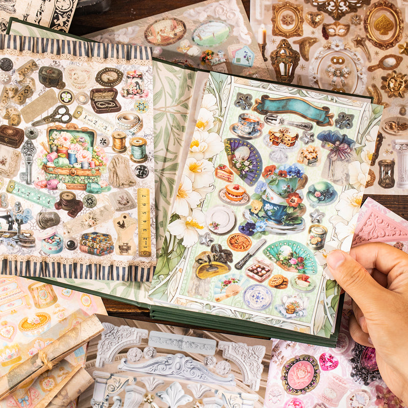 Old Things Collection Series Sticker Book featuring old, and book designs for journaling, scrapbooking and collage