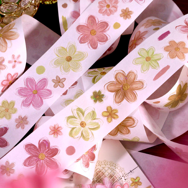 4cm*120cm Muffin Flower Die Cutting Shell Light Washi/PET Tape