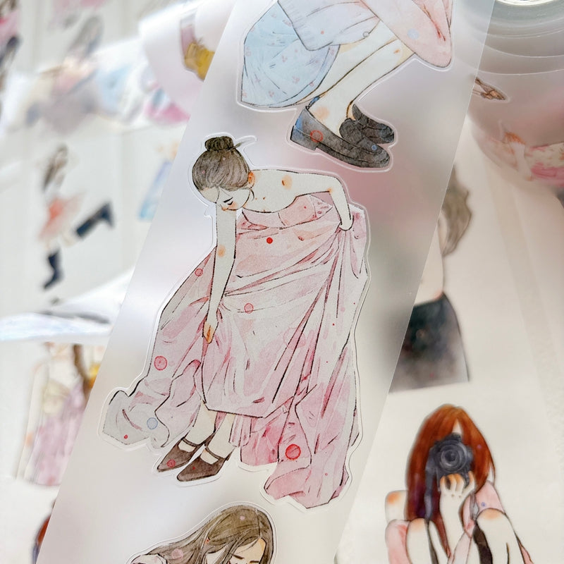 Whole Roll 6cm*10m Little Pink Die Cutting Washi/PET/Fog PET Tape