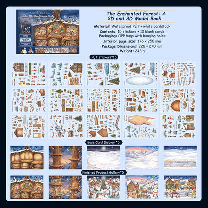 Winter Woodland Bunny Realm 3D Sticker Book featuring book designs for journaling, scrapbooking and collage
