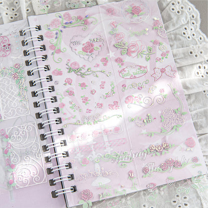 Rose Story Series Die Cutting Silver Stamping PET Tape