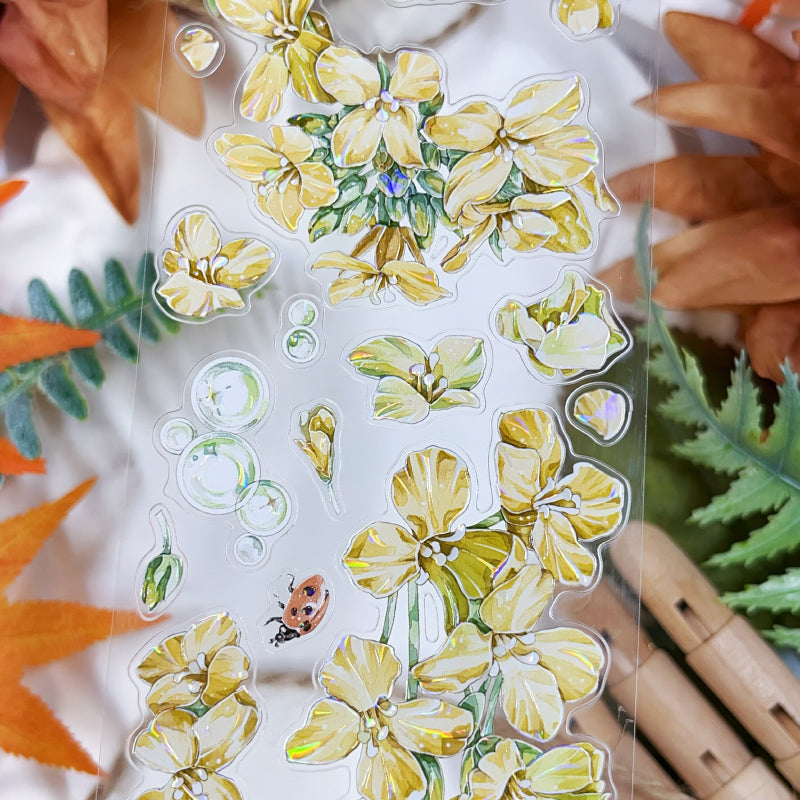 Whole Roll 5cm*5m Flower Insect Die Cutting Washi/Synthetic Paper/Shell Light PET Tape featuring flower, and light designs for journaling, scrapbooking and collage