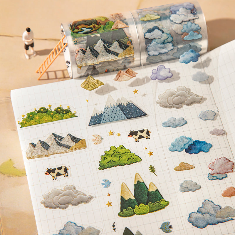 Journey of the Wind Series Die Cutting PET Tape featuring wind designs for journaling, scrapbooking and collage