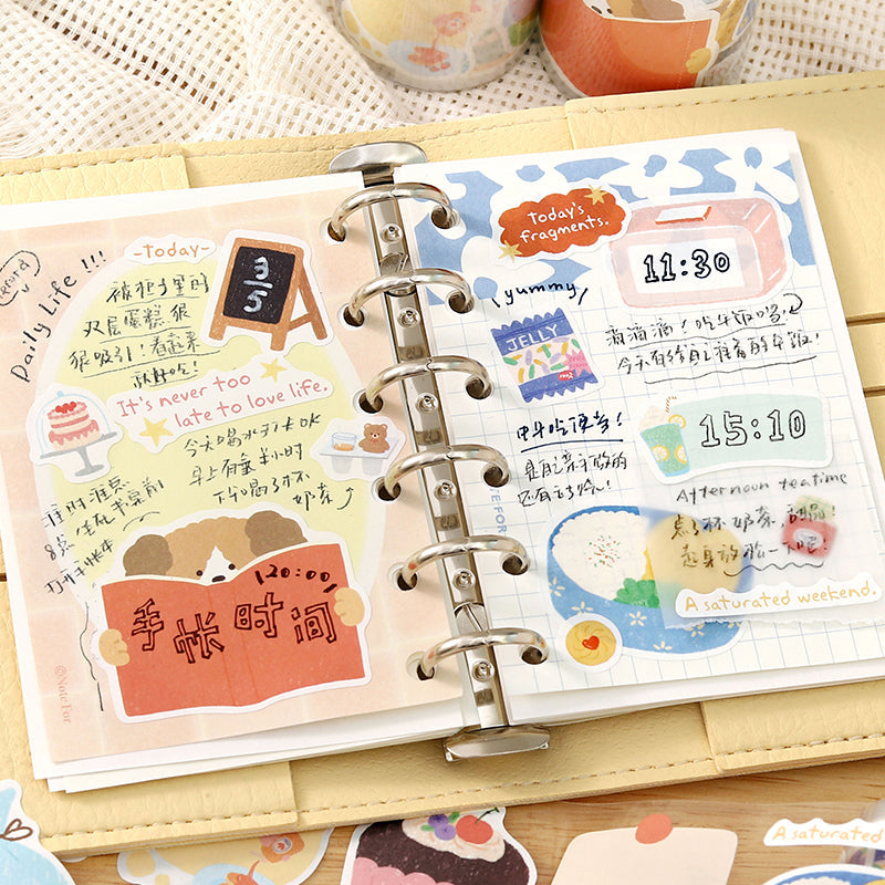 Warm Little Happiness Series Die Cutting White Kraft Paper Tape featuring white designs for journaling, scrapbooking and collage