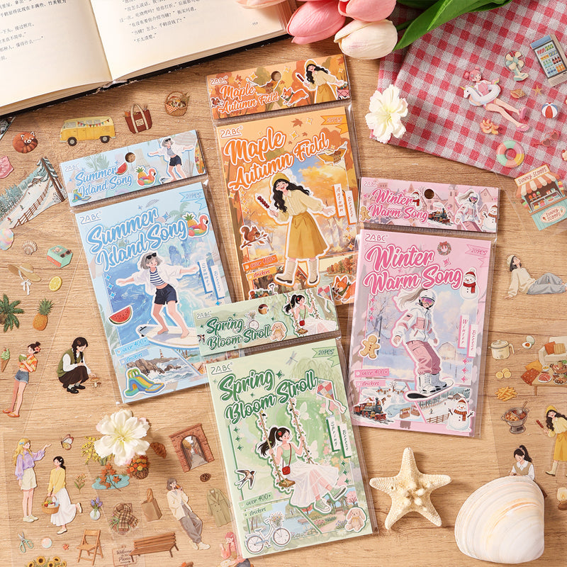 Seasonal Wandering Series Sticker Book featuring book, and sea designs for journaling, scrapbooking and collage