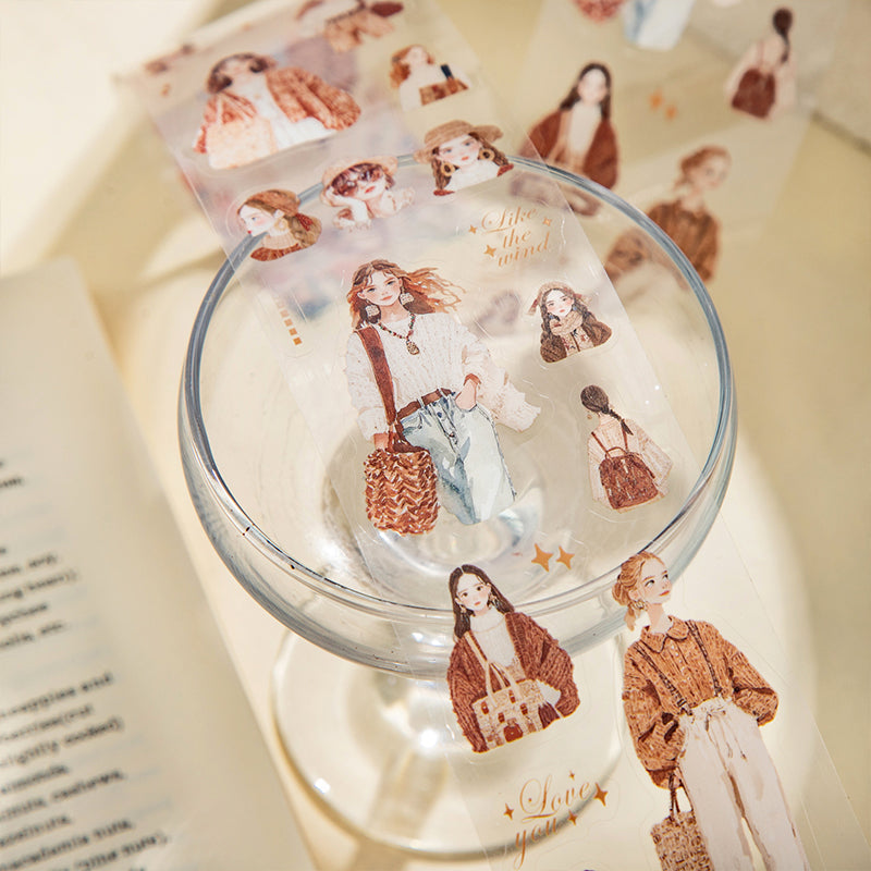 Romantic Bohemian Series Die Cutting PET Tape featuring romantic designs for journaling, scrapbooking and collage