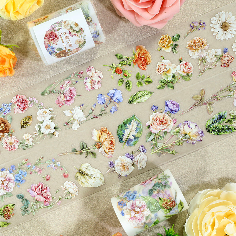 Summer Flower Events Die Cutting Fog PET Tape featuring summer, and flower designs for journaling, scrapbooking and collage