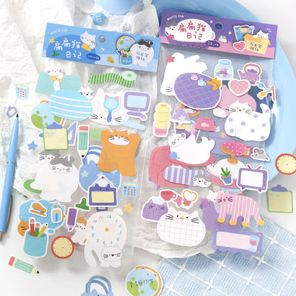 Flat Cat Diary Series Sticker featuring cat designs for journaling, scrapbooking and collage