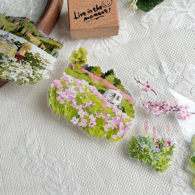 Whole Roll 7cm*5m Blossoming Wildlands Die Cutting Washi/PET Tape