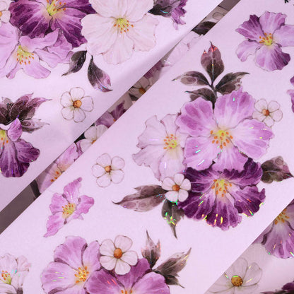 Whole Roll 5.5cm*5m Purple Moon Rose Die Cutting Shell Light Washi/PET Tape