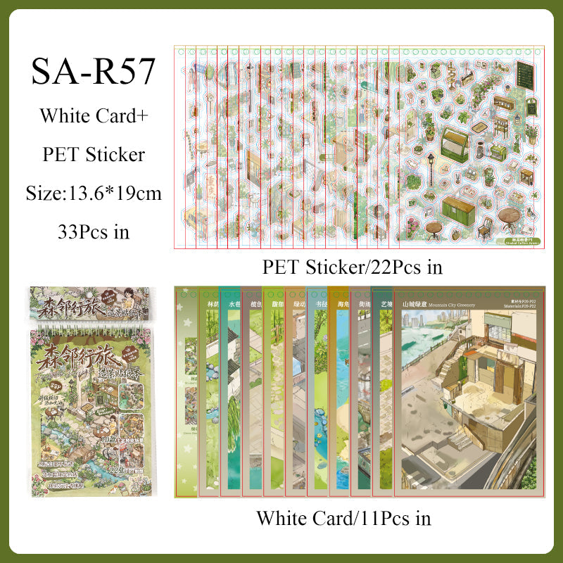 Forest Travel Series 3D Sticker Book featuring forest, and book designs for journaling, scrapbooking and collage