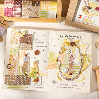Patchwork Notes Series White Kraft Paper Tape featuring white designs for journaling, scrapbooking and collage