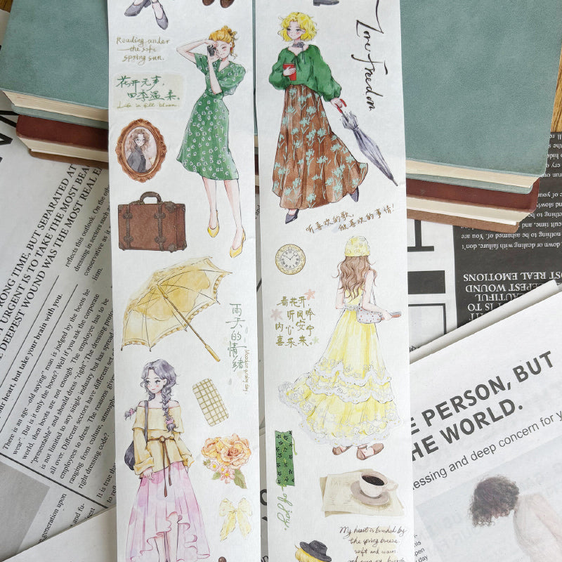 5.5cm*125cm Gleaming Silhouettes Die Cutting Washi/PET Tape for journaling, scrapbooking and collage