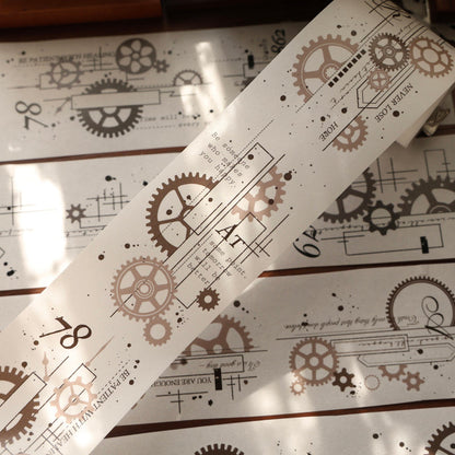 Whole Roll 6cm*6m Gear line pattern Die Cutting Washi/PET Tape for journaling, scrapbooking and collage