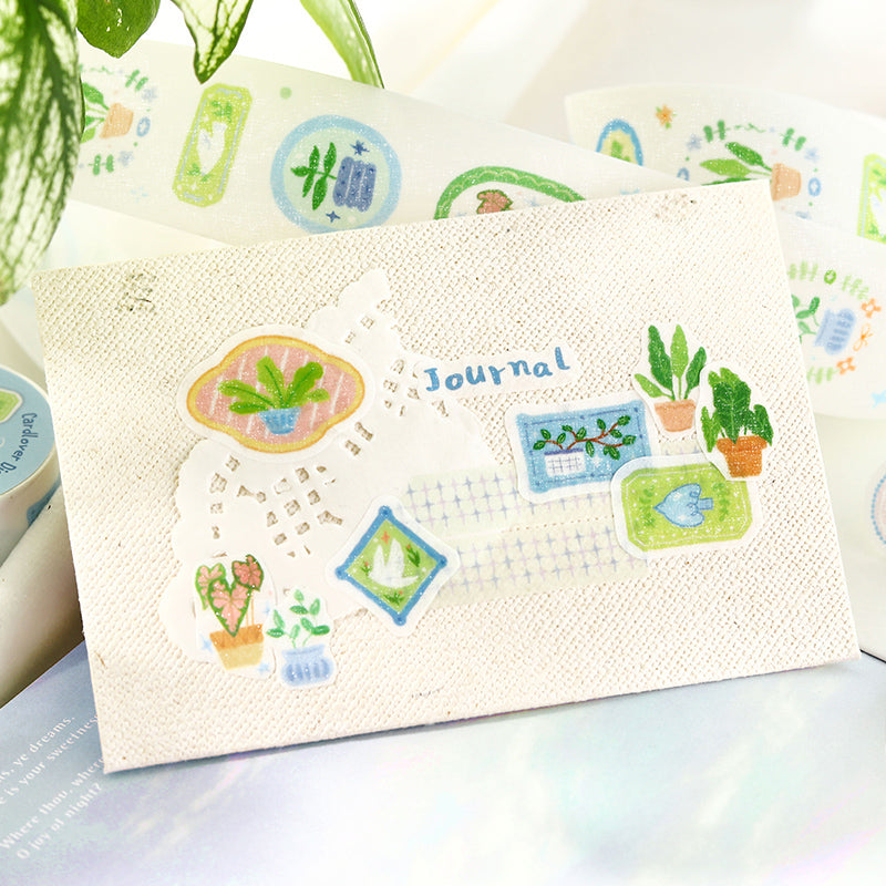 Plant Diary Notes Series Die Cutting Flash Washi Tape for journaling, scrapbooking and collage