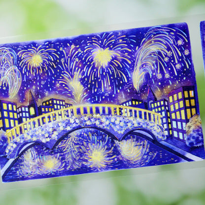 Whole Roll 7.5cm*5m Night of Fireworks Shell Light PET Tape featuring light designs for journaling, scrapbooking and collage