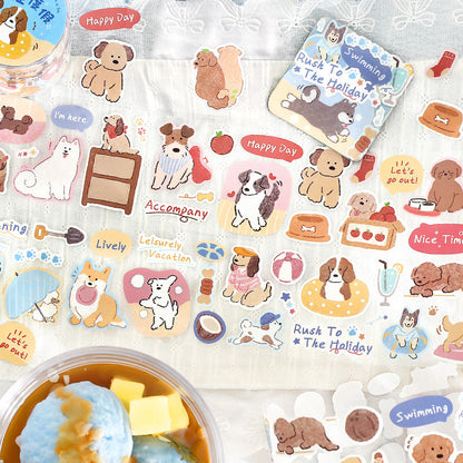 Caring Dog Series Die Cutting Synthetic Paper Tape featuring dog designs for journaling, scrapbooking and collage