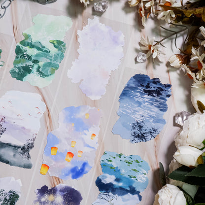 Whole Roll 6.5cm*5m Dreamlike Scenery PET Tape featuring dream designs for journaling, scrapbooking and collage