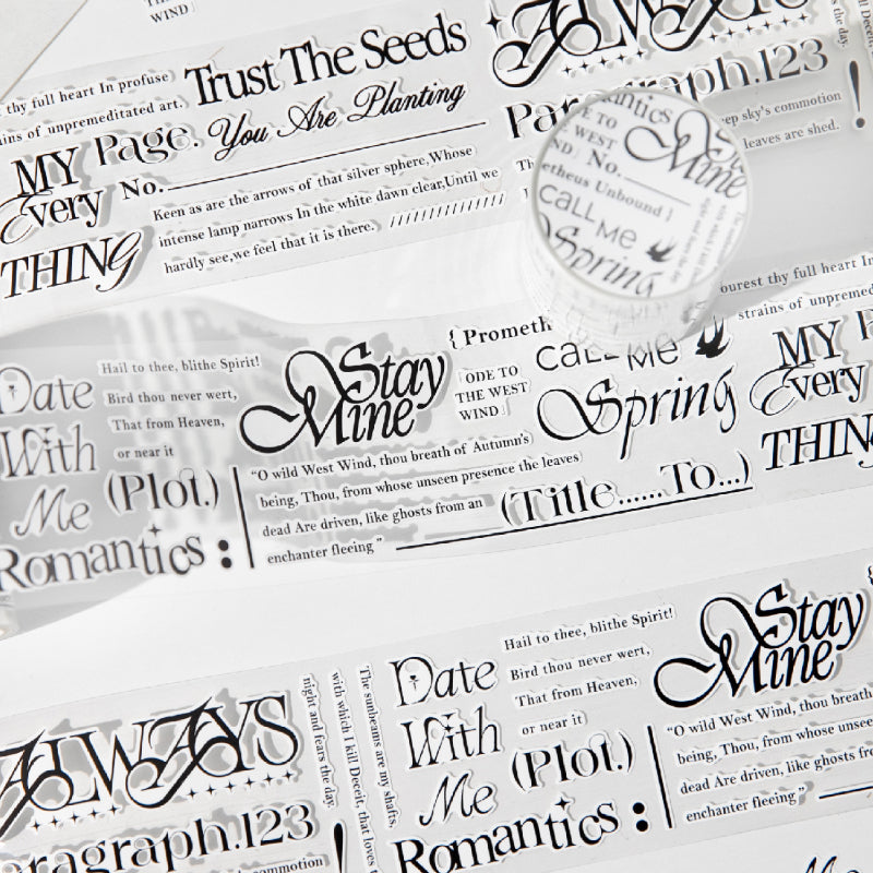 Slow writing series Die Cutting Synthetic Paper Tape for journaling, scrapbooking and collage