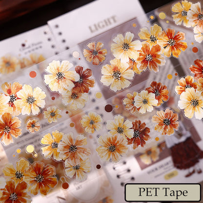 5cm*125cm Autumn Brown Floral Die Cutting Washi/PET/Shell Light Washi/PET Tape