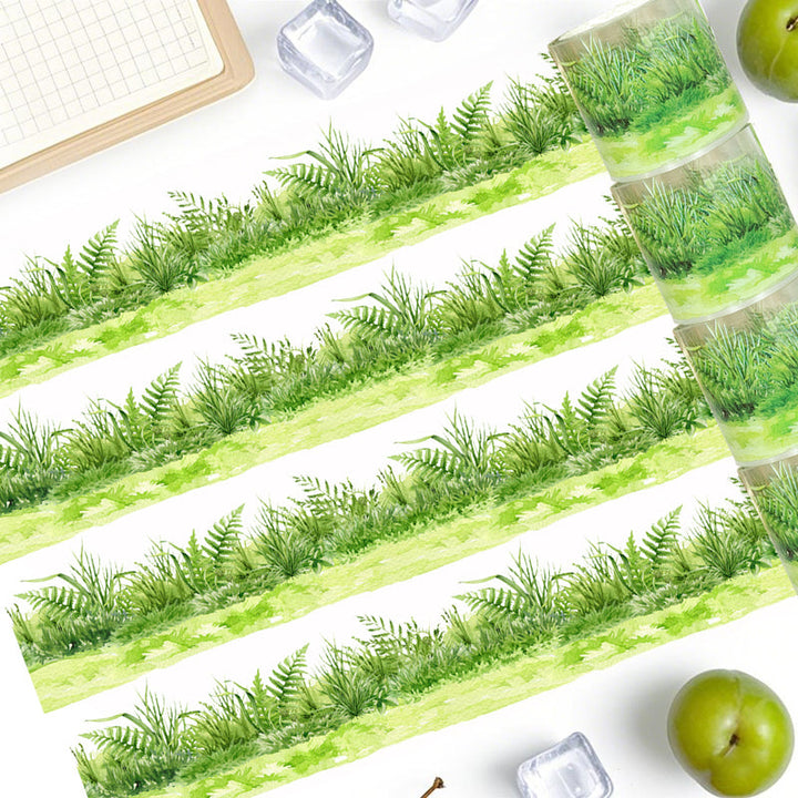 Green shadows PET Tape featuring green, and shadow designs for journaling, scrapbooking and collage