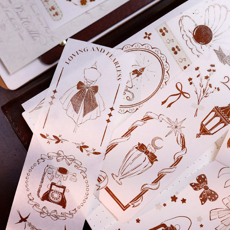 Whole Roll 5cm*5m Caramel Collection Die Cutting Washi/Fog PET Tape for journaling, scrapbooking and collage
