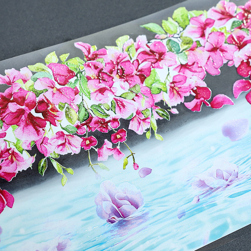 Summer Flower Sea Crystal PET Tape featuring summer, flower, and sea designs for journaling, scrapbooking and collage