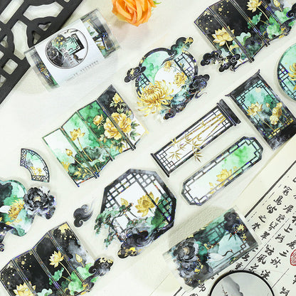 Yunqi Cuiping Shell Light PET Tape featuring light designs for journaling, scrapbooking and collage