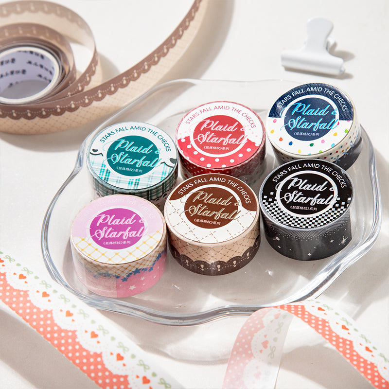 Star Grid Pattern Series Washi Tape featuring star designs for journaling, scrapbooking and collage