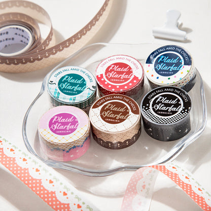 Star Grid Pattern Series Washi Tape featuring star designs for journaling, scrapbooking and collage