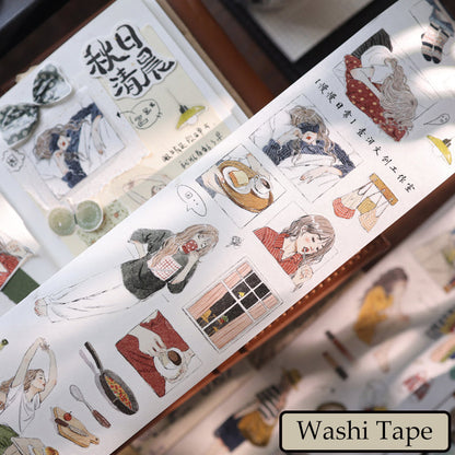 6cm*100cm Slow Daily Life Die Cutting Washi/Fog PET Tape