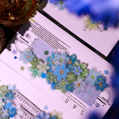 4cm*120cm Sea Mist Flower Die Cutting Shell Light Washi/PET Tape