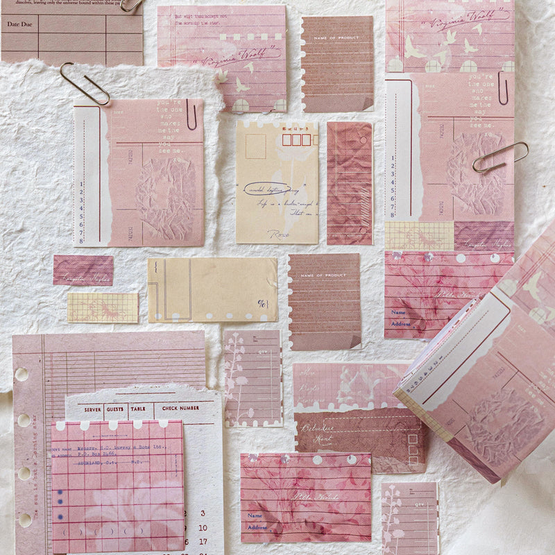 Collage Gallery Series Die Cutting White Kraft Paper Tape featuring white designs for journaling, scrapbooking and collage