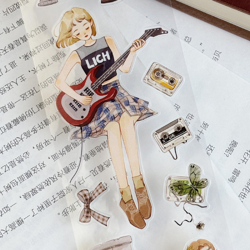 6cm*125cm Fingertip Glimmer Die Cutting Washi/PET/Shell Light PET Tape featuring light designs for journaling, scrapbooking and collage