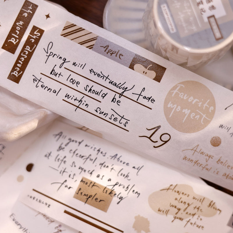 4.5cm*100cm Random Thoughts Notebook Die Cutting Washi/PET/Fog PET Tape featuring book designs for journaling, scrapbooking and collage