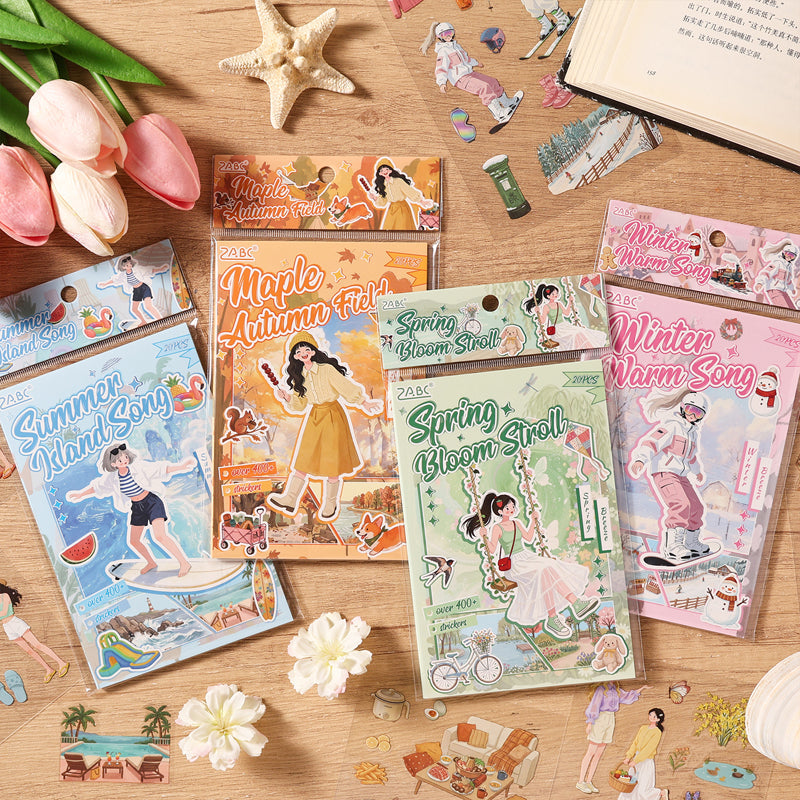 Seasonal Wandering Series Sticker Book featuring book, and sea designs for journaling, scrapbooking and collage