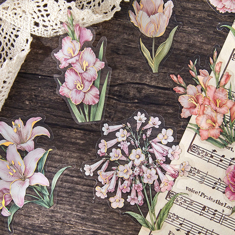 Flowers Memory Series Sticker featuring flower designs for journaling, scrapbooking and collage