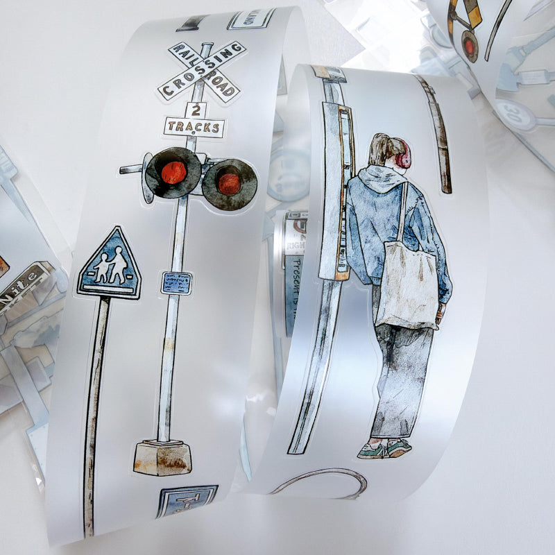 5cm*333cm Road Sign Die Cutting Washi/PET/Fog PET Tape for journaling, scrapbooking and collage