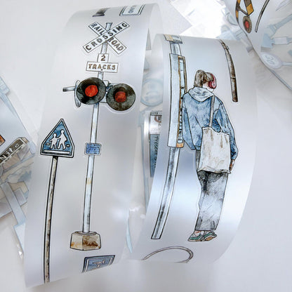 5cm*333cm Road Sign Die Cutting Washi/PET/Fog PET Tape for journaling, scrapbooking and collage