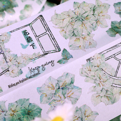 6cm*100cm Flower Architrave Die Cutting Shell Light Washi/PET Tape