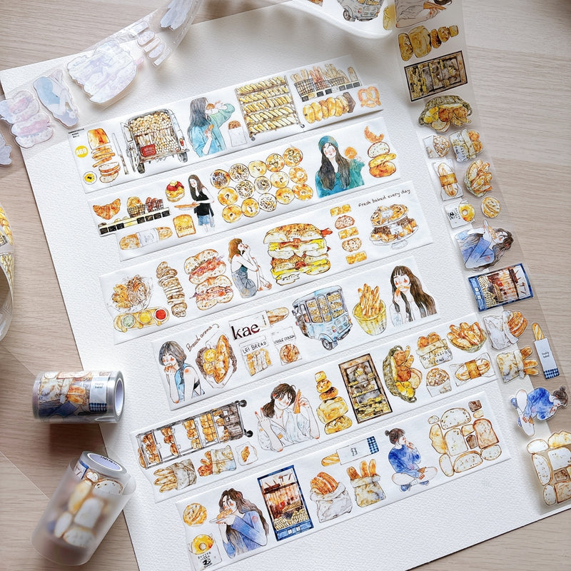 Whole Roll 6cm*5m Bread Girl Die Cutting Washi/PET/Fog PET Tape