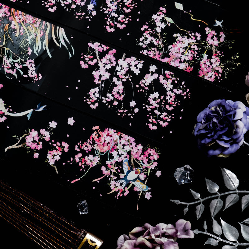 Whole Roll 6.5cm*5m Cherry Blossom PET Tape featuring cherry designs for journaling, scrapbooking and collage