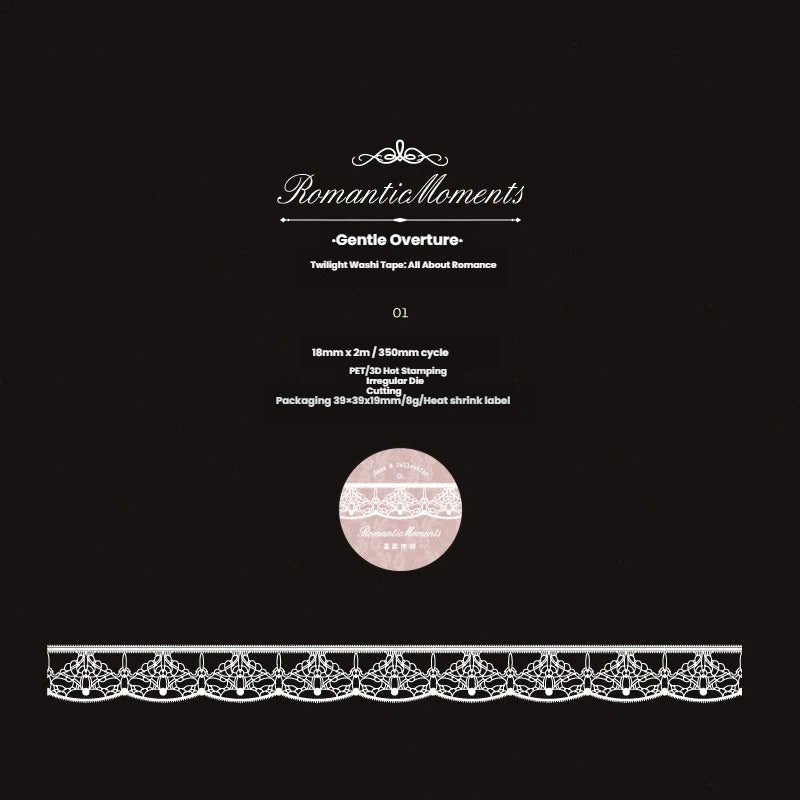 Romantic Moments Series Silver Stamping PET Tape