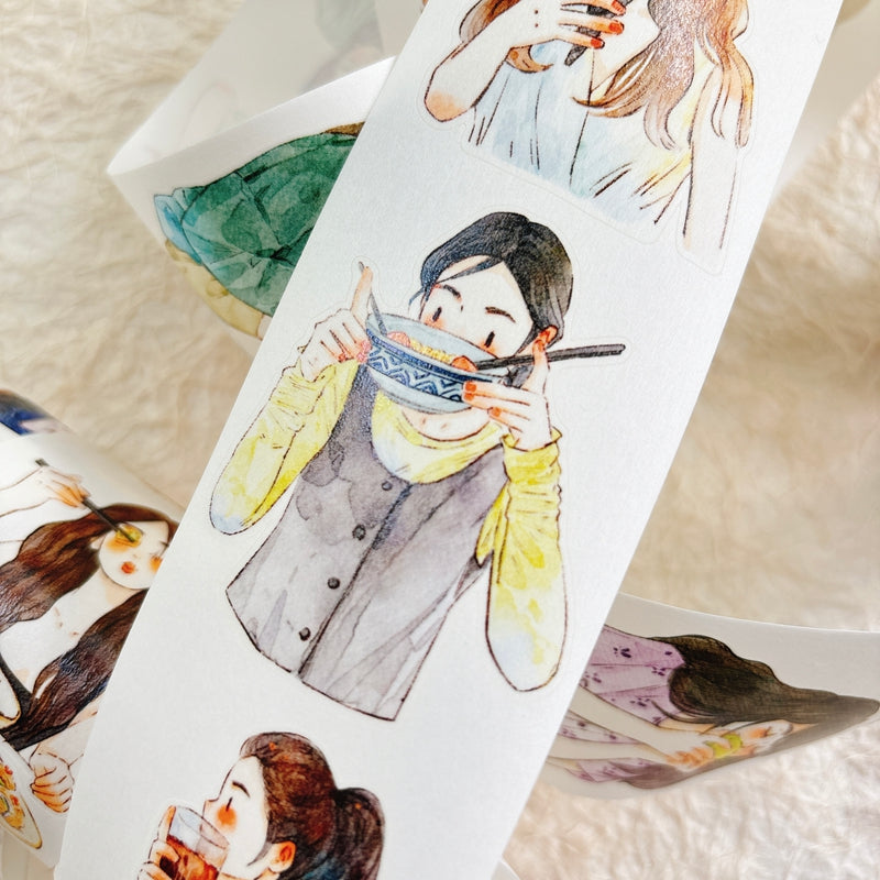 5.5cm*333cm Having a meal Die Cutting Washi/PET/Fog PET Tape for journaling, scrapbooking and collage