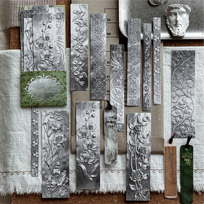 Floating Pattern Silver Strip Series Sticker featuring silver designs for journaling, scrapbooking and collage