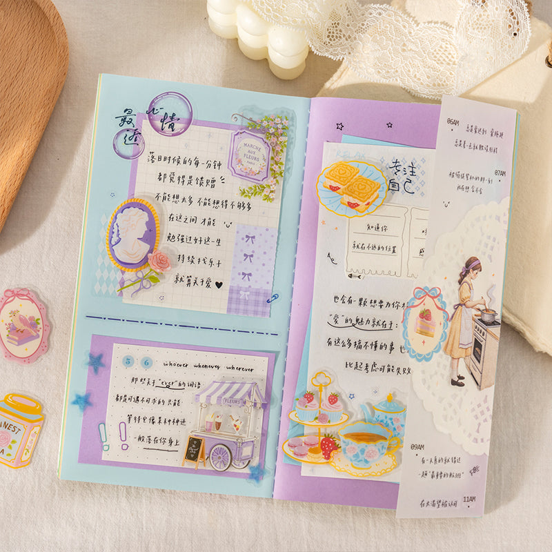 Relaxing Vacation Series Sticker featuring cat designs for journaling, scrapbooking and collage