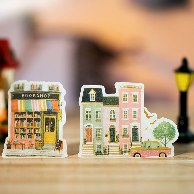 Towns Along The Way Series Die Cutting Gold Stamping Washi Tape featuring old, and gold designs for journaling, scrapbooking and collage