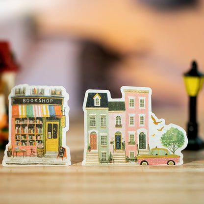 Towns Along The Way Series Die Cutting Gold Stamping Washi Tape featuring old, and gold designs for journaling, scrapbooking and collage